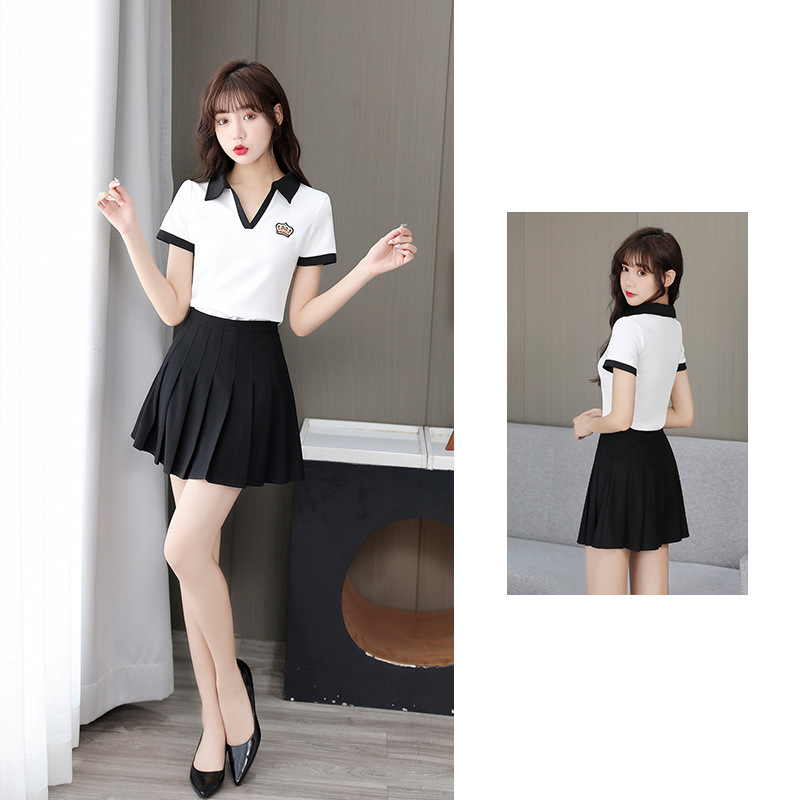 Bath Sauna massage technician clothing slimming pleated skirt foot massage work clothes -- 8220 pleated skirt suit
