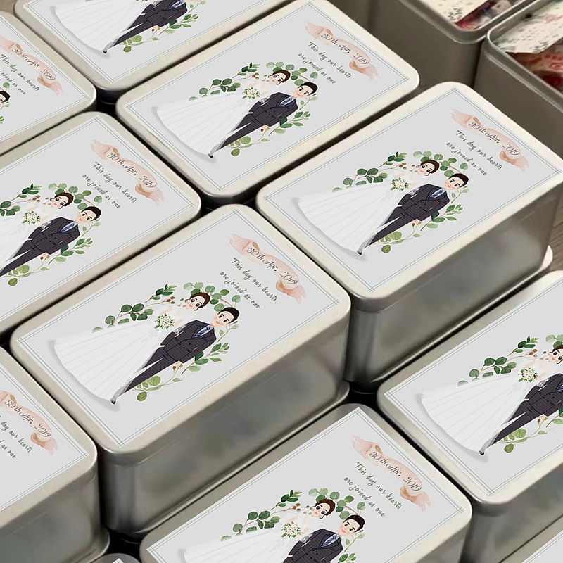 Квадратная жестяная коробка для конфет на свадьбу, герметичная банка для чая 100 г