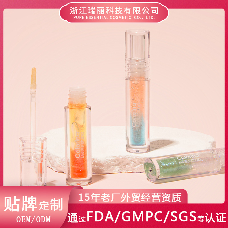 Индивидуальный двухцветный блеск для губ зеркальный увлажняющий прозрачный оптовая продажа