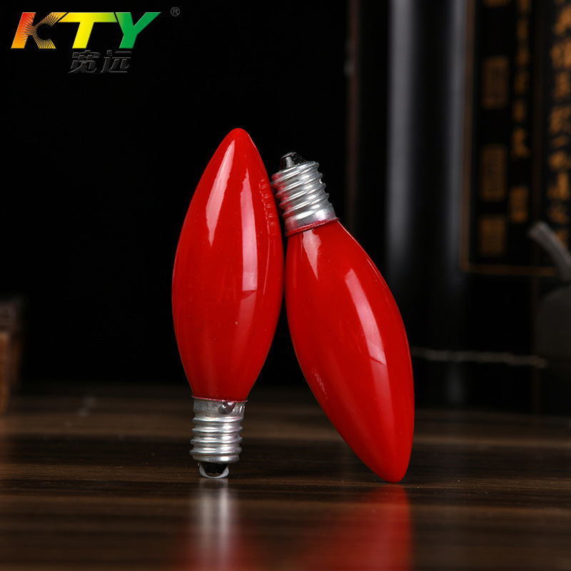 C30E14 красная маленькая лампочка для будды, электрическая свеча, длинная лампа для поклонения божеству
