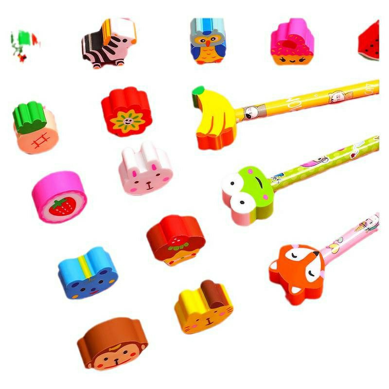 Creative stationery wholesale Primary School kindergarten cartoon animal cute eraser HB pencil Christmas prize incentive