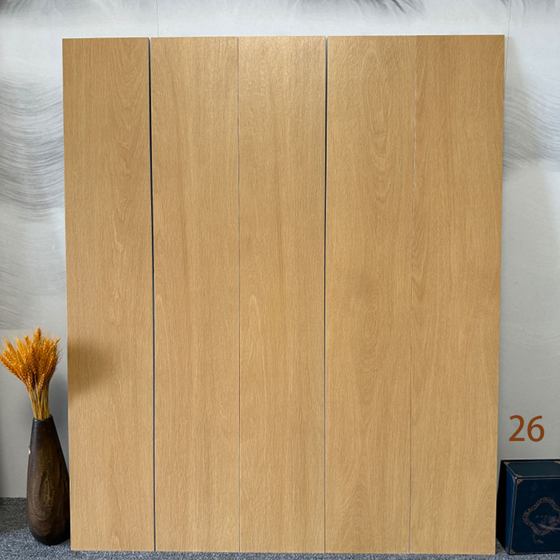 Foshan All-Ceramic Double Zero Water-Absorbent Straight Edge Wood Grain Tiles 200X1200 Tongpu Living Room Bedroom Log Style Wood Grain Tiles