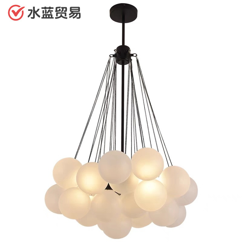Scandinavian Modern Bedroom Bubble Ball Frosted Glass Magic Bean Living Room Cream Chandelier French Loft Simple Living Room