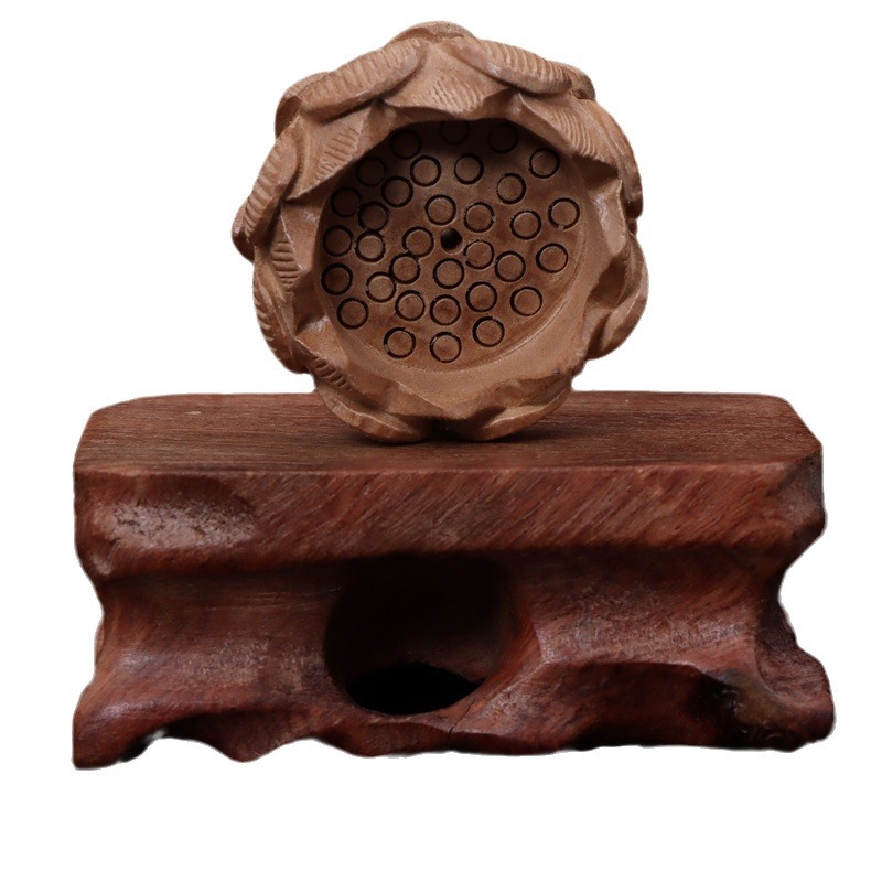 Wood Carving Ornaments Wholesale Peach Lotus Ornaments Carved Wood Crafts Hand-stitched Carved Lotus
