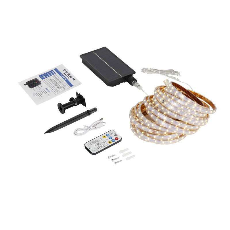 New Solar Light Strip Outdoor Waterproof Courtyard Atmosphere Cob Light String Super Bright Stall Camping Style Decoration Led Light Strip