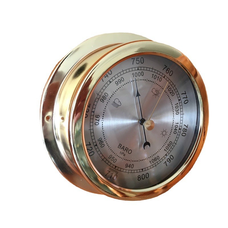 Hollow perspective mechanical automatic vacuum membrane box metal copper box no liquid barometer table home weather station forecast