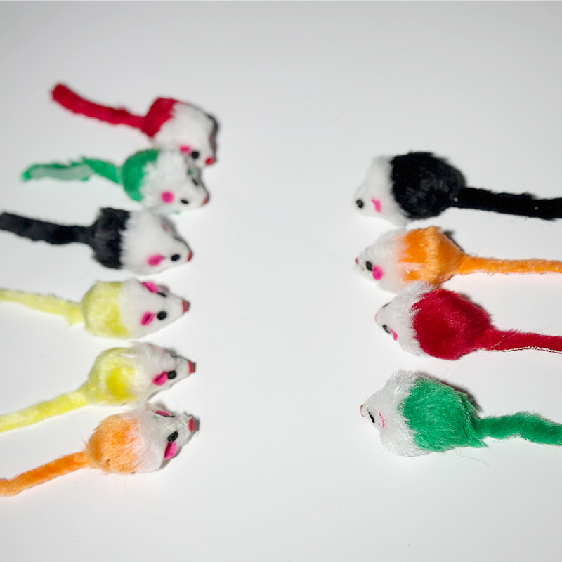 Cat Toy simulation mouse with sand ringing cat molar interactive toy colorful tail plush mouse