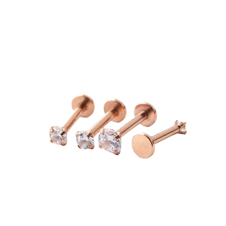 Amazon AliExpress Titanium Steel Piercing Jewelry with Diamond Zircon Inner Teeth Lip Stud with Diamond Lip Ring Long Rod Earrings Earrings