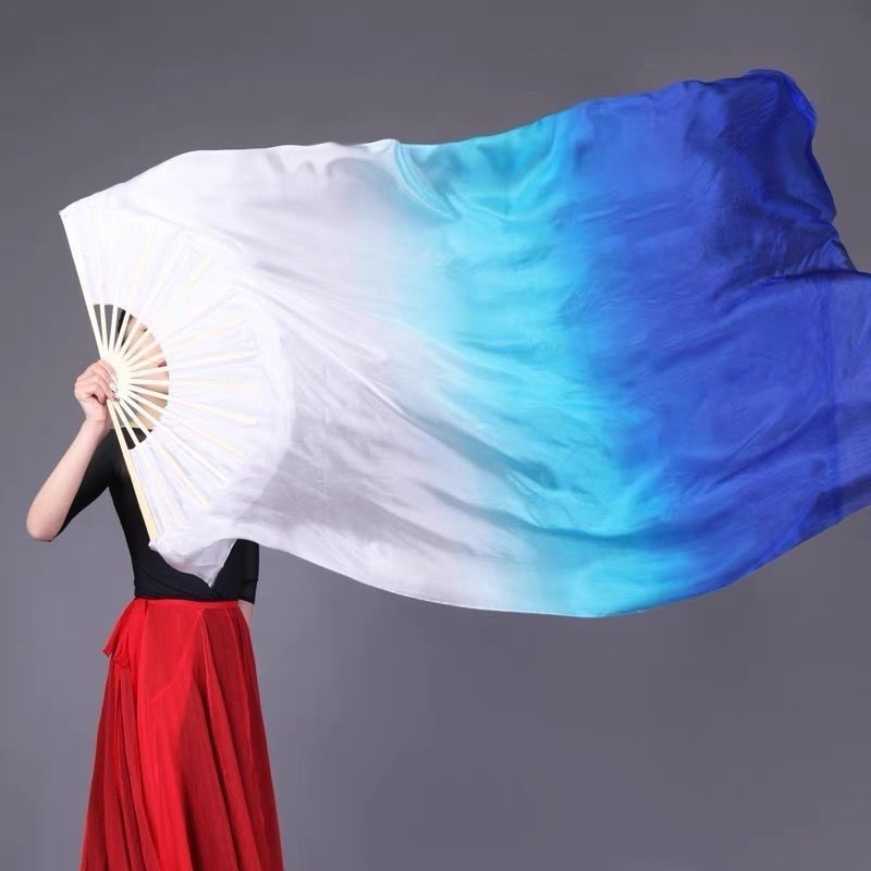 Dance Fan Square Dance Classical Dance Anti-silk Long Silk Gradient Special Props for Original Performance in Shui Yi People