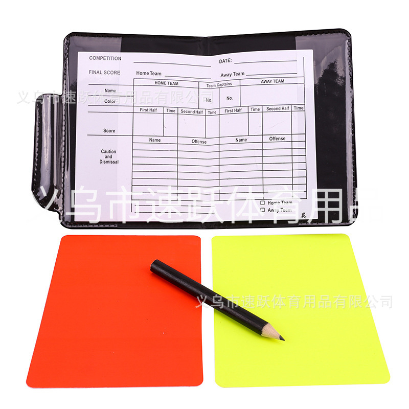Factory Direct Sales Football Red and Yellow Card Record Book Red Brand Yellow Card Referee Supplies with Leather Case Pencil Wholesale