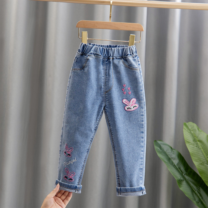 Girls Jeans Spring and Autum 2025 New Kidsren's Autum Casual Pants Little Girls Baby Pants Autum Outer Wear