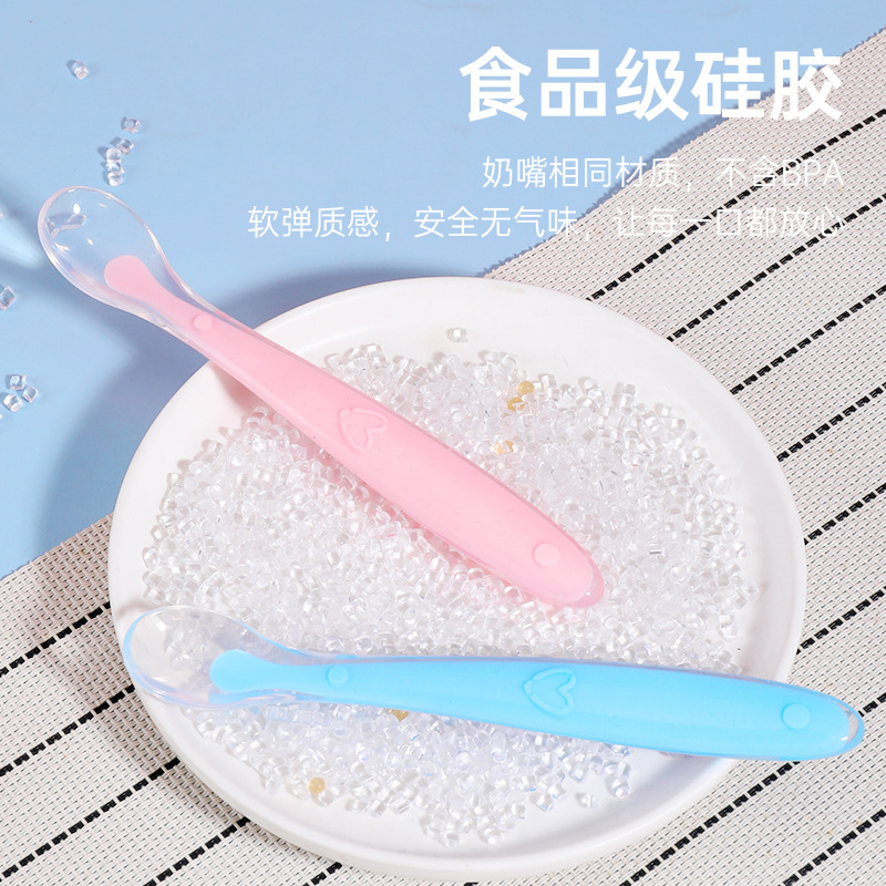 Baby Silicone Spoon, Baby Silicone Soft Spoon, Children's Feeding Tableware, Newborn Feeding Spoon, Soft Head Spoon Wholesale