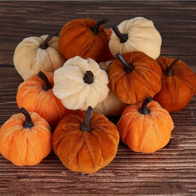Simulated Velvet Pumpkin Autumn Hot-Selling Decorative Foam Pumpkin Ornament Harvest Festival Thanksgiving Decoration Home Decor