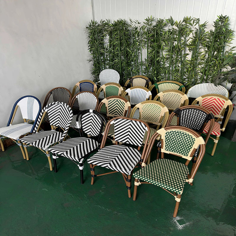 Internet Celebration French Cafe Retro Rattan Chair Hotel Outdoor Table and Chair Outdoor Homestay Balcony Courtyard Single Chair