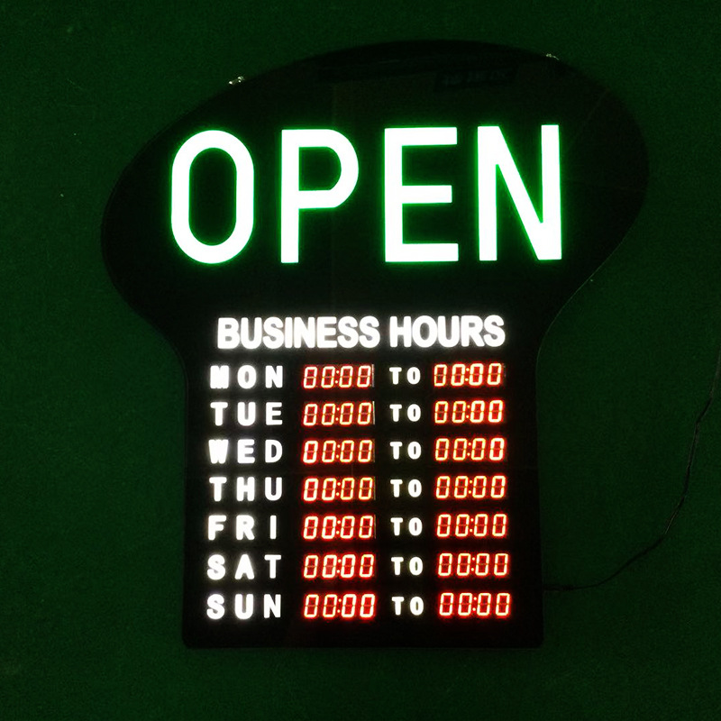 Time sign to work business hours sign led kanban display digital light box