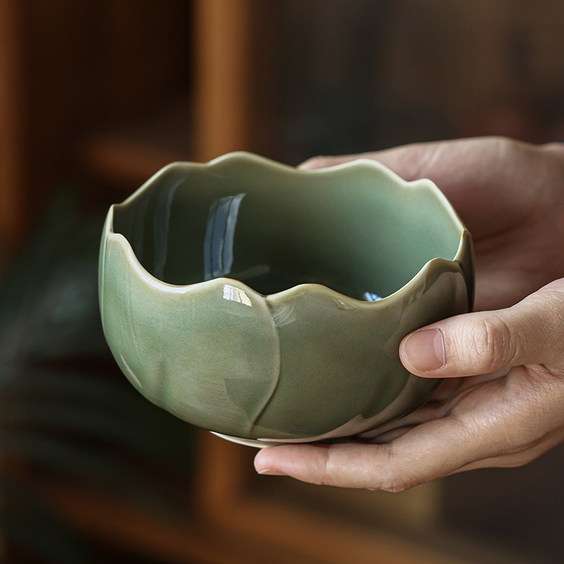 JHuan Yue Kiln Celadon Tea Washing Ceramic Tea Dregs Tank Household High-end Water Pon Washing Tea Bowl Kung Fu Tea Set Accessories