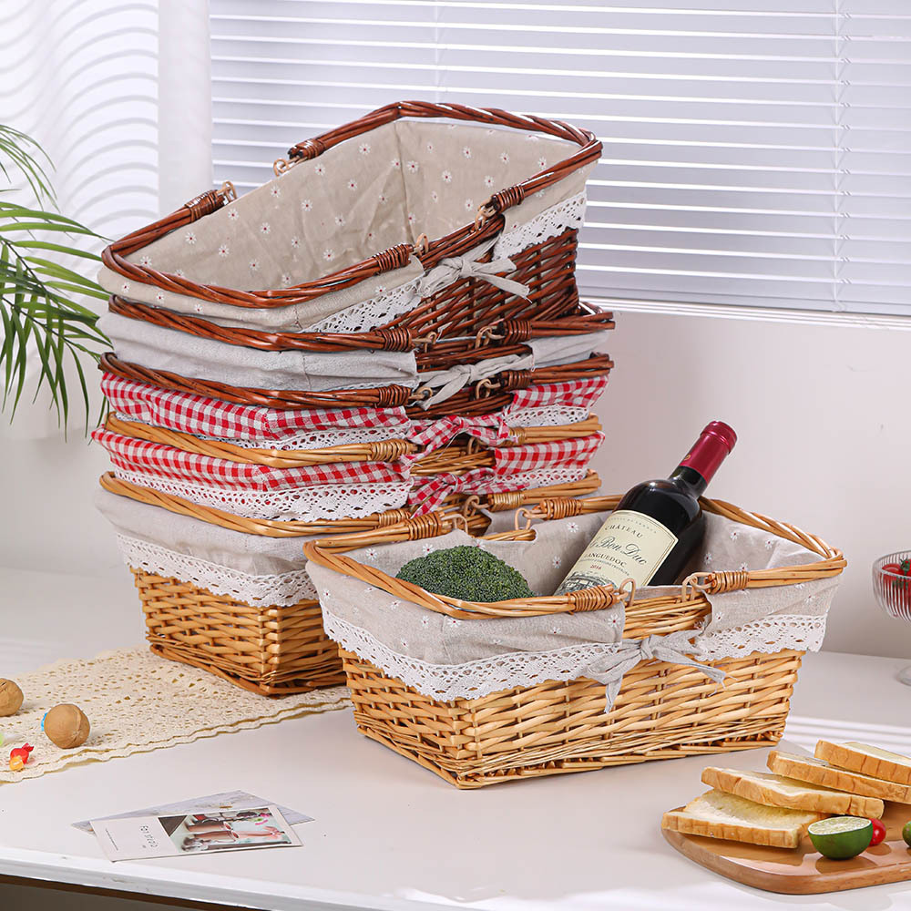 Предпочтительная прямоугольная корзина для хлеба, фруктов, закусок, ротанговая корзина для хранения, оптовая продажа