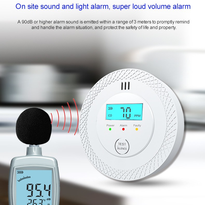 Cross-Border Hot Selling European Standard Indoor Wall-Mounted Independent Co Detector Mini Round Household Carbon Monoxide Alarm