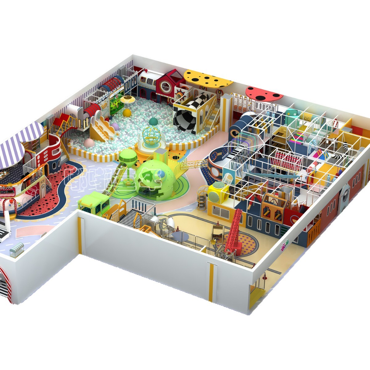 Large Naughty Castle Indoor Large and Small Naughty Castle Park Shopping Mall Parent-Child Playground Facilities Parent-Child Restaurant Slide