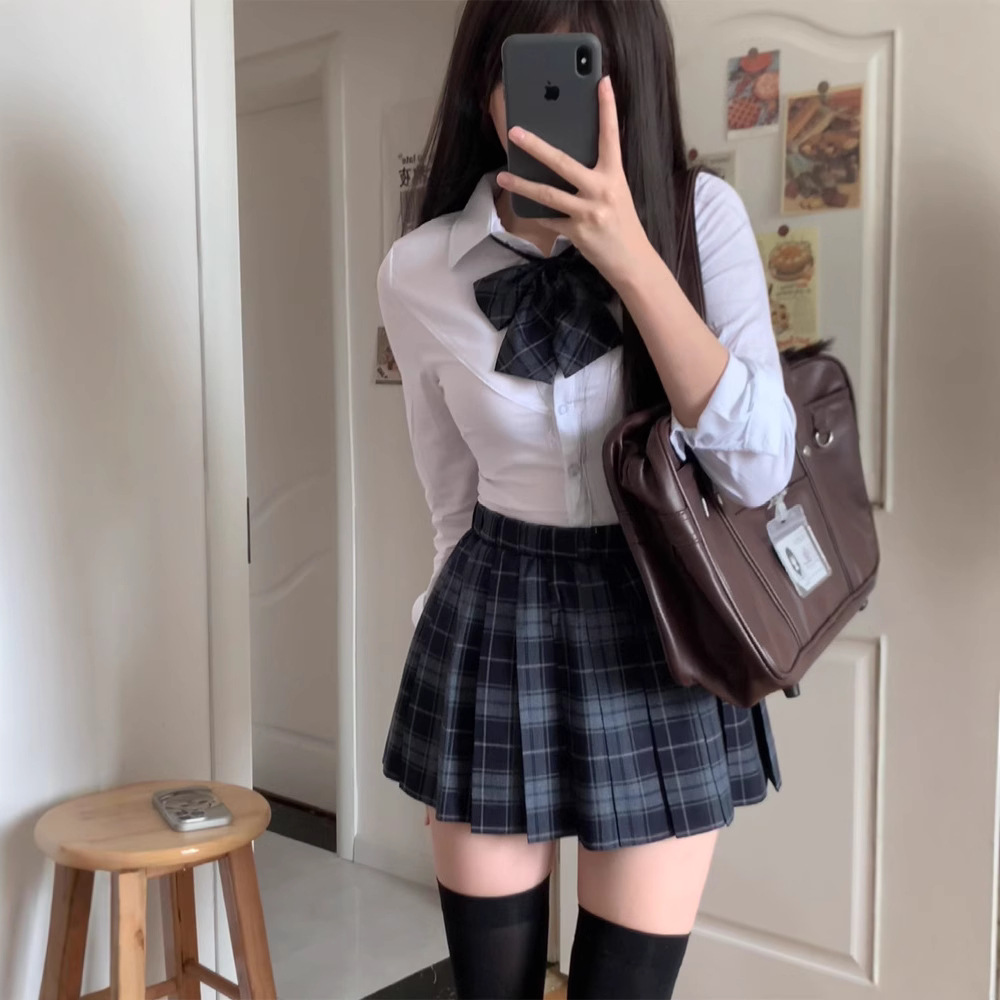 Original Mars Jk Uniform Skirt Genuine High Waist Pleated Skirt Female Dog Short Sag Skirt Waist Shirt suit Autumn and Winter