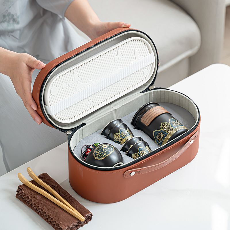 Travel tea set suit portable fast cup outdoor ceramic tea set activities business festival gifts custom wholesale