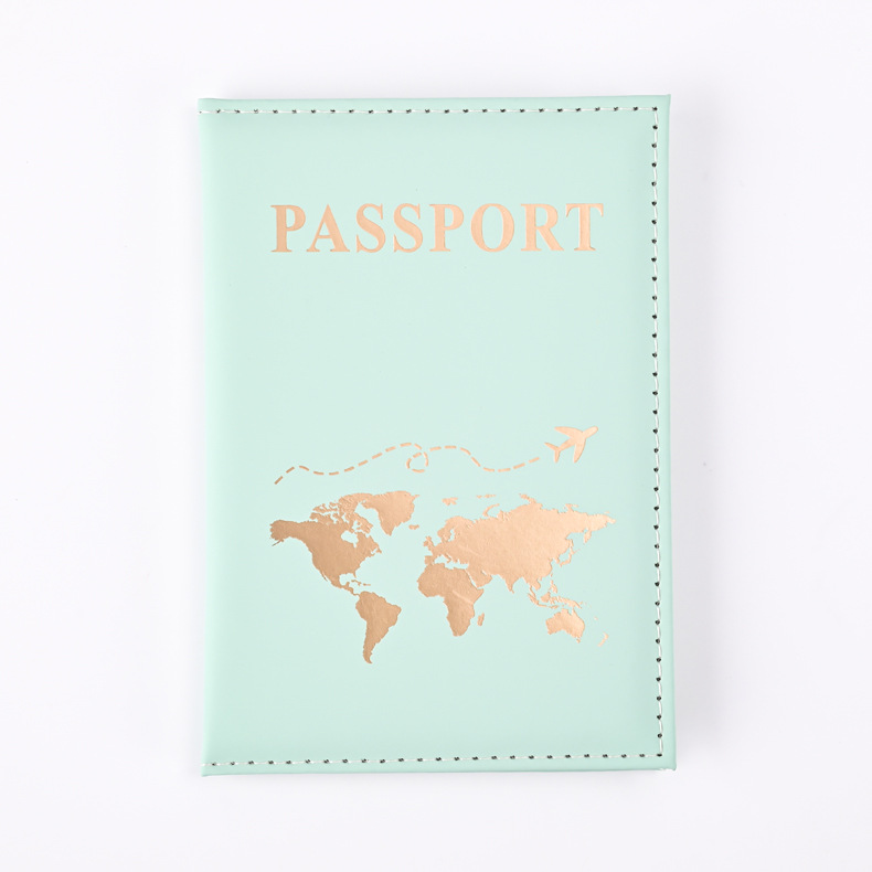 New Bronzing PU Leather World Map Passport Holder Cross-border Travel Passport Protective Cover Card Case