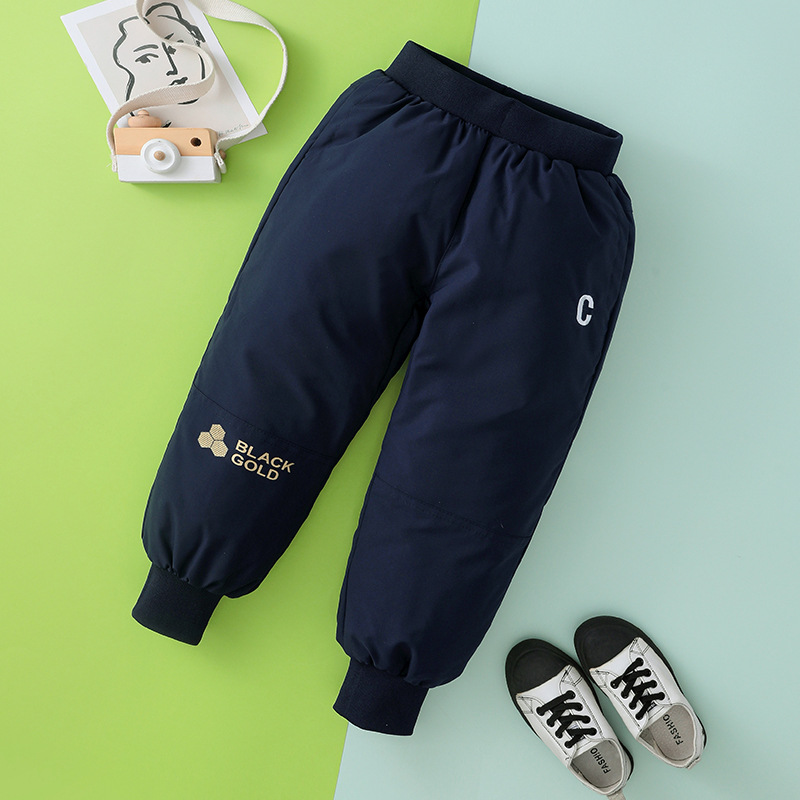 Pinghu Kidsren's down Pants Boys Winter Warm Pants Black Gold Graphite Rare C Medium and Large Kidsren's Girls' Pants for Outer Wear
