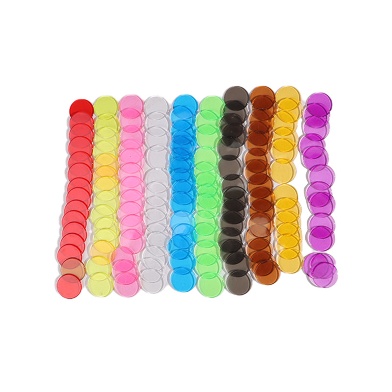 Thickened 19mm Transparent Solid Color Disc 10 Colors Early Education Teaching Aids Counting Mathematics Enlightenment Aids Montessori