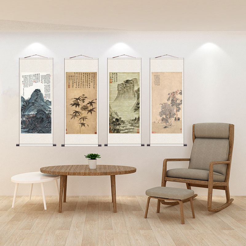 Ming Dynasty Famous Calligraphy and Painting Antique Scroll Painting Office Landscape Flower and Bird Hanging Painting Chinese Painting Wen Zhengming Xiqiao Cizhuangtu