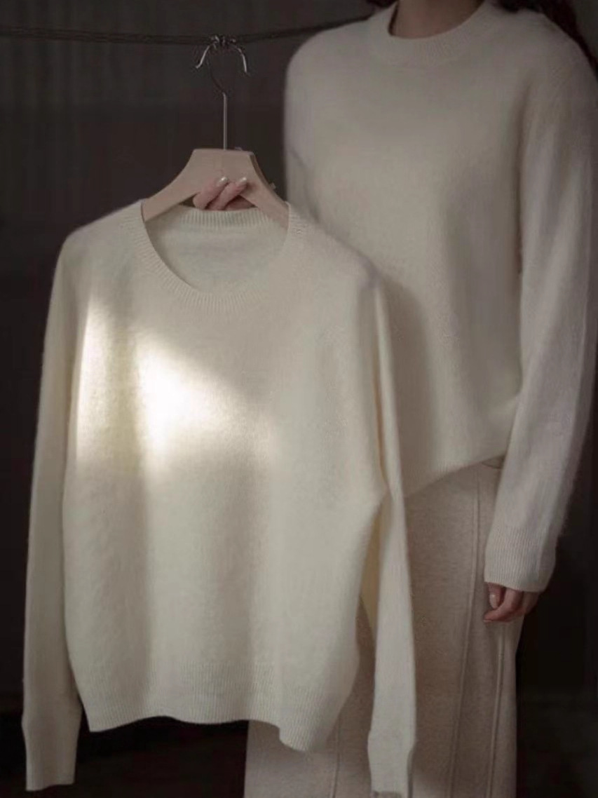 Australian Tasmanian Yarn Wool Sweater Brushed Puyuan Sweater Factory Knitted Sweater Women's Source Manufacturer