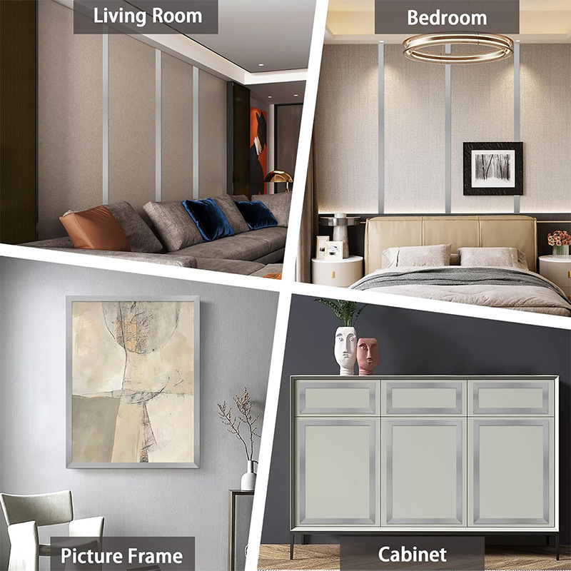 Cross-Border Background Wall Stainless Steel Decorative Strips Wall Ceiling Amazon Punch-Free Self-Adhesive Metal Flat Strips