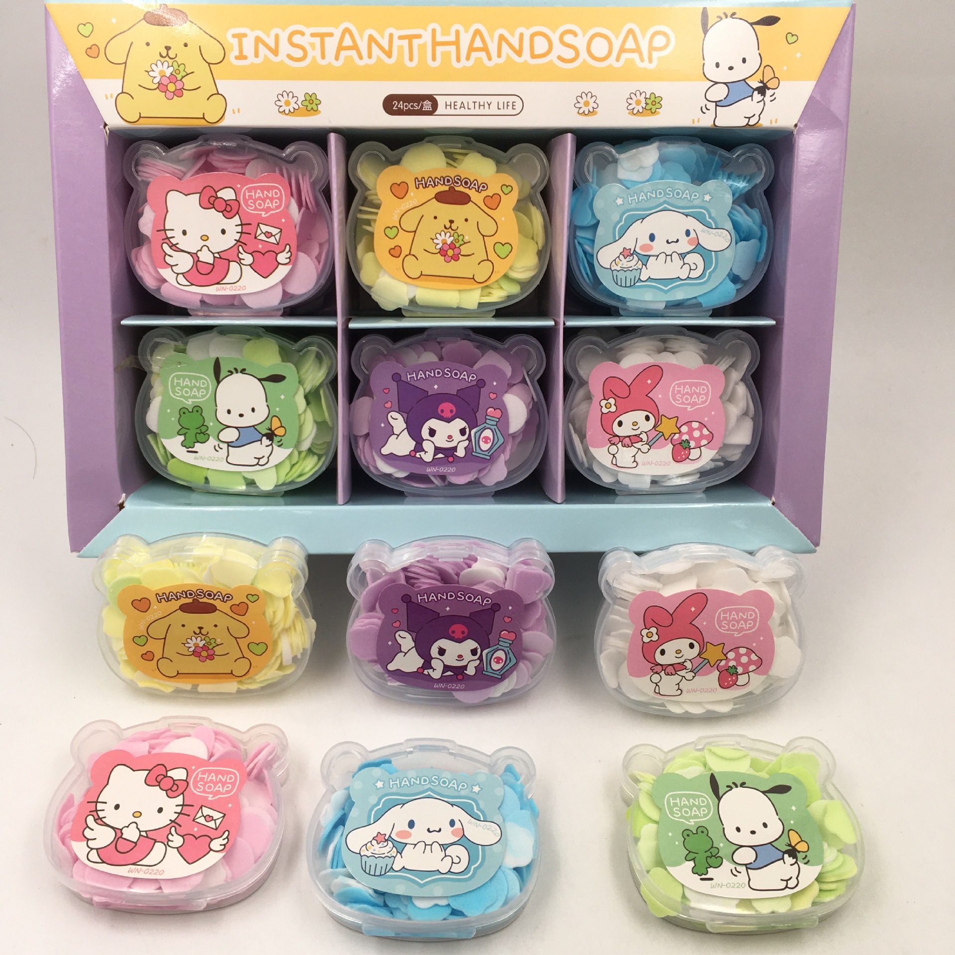 Cute Sanrio Bear Head Shaped Boxed Soap Flakes Kuromi Cinnamon Dog Melody Kt Portable Soap Flakes