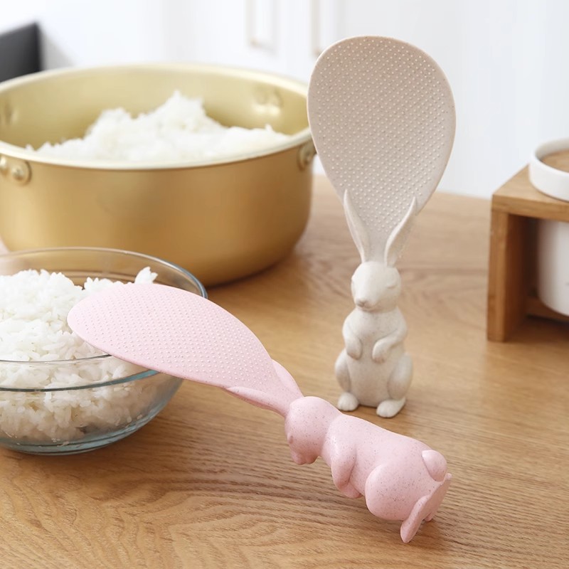 Vertical Rabbit Rice Spoon Non-stick Rice Kitchen Household Rice Shovel Wheat Straw Plastic Spoon