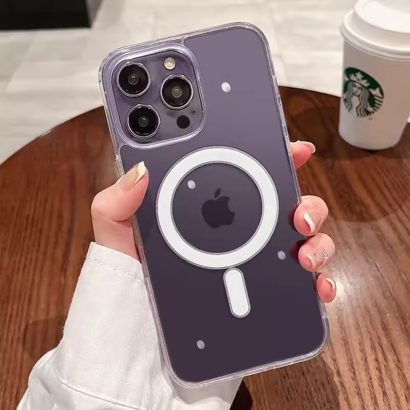 Magnetic Mobile Phone Case Suitable for Apple 17 Transparent Magsafe14 Acrylic 15Pro All-Inclusive Iphone16 Wholesale
