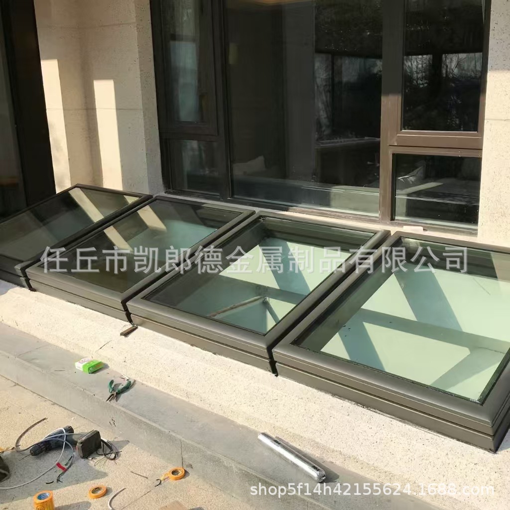 Aluminum alloy electric skylight in-line triangle arch type fire smoke exhaust skylight roof lighting ventilation