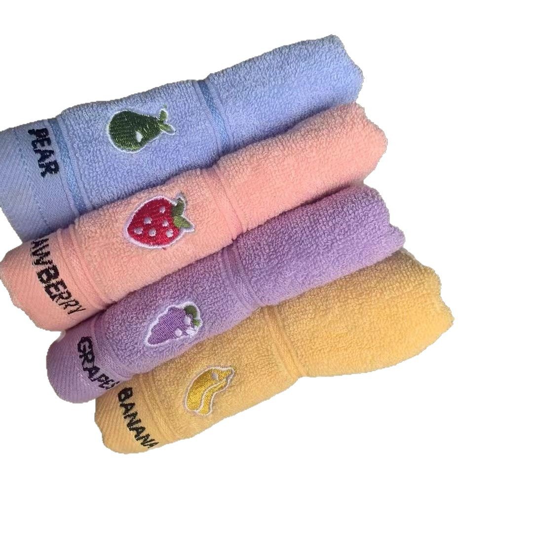 Factory wholesale 3112 cartoon towel cute children's towel embroidered fruit soft absorbent household children's small face towel