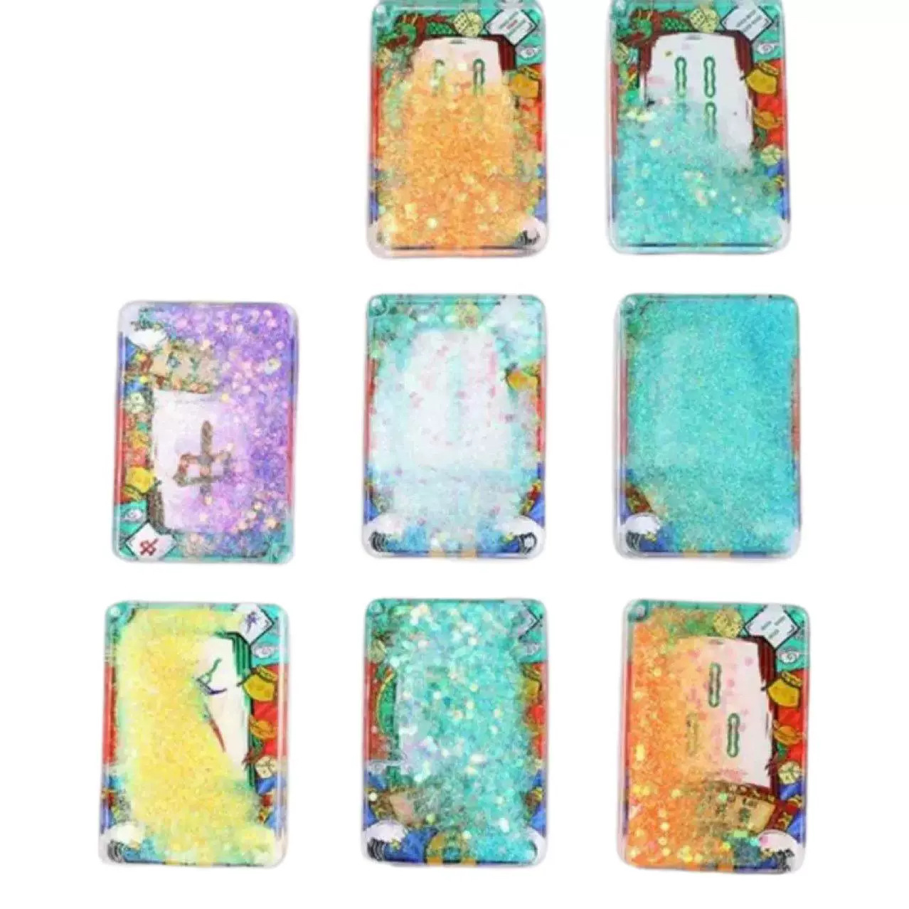 National tide mahjong series creative national tide wind quicksand mahjong ornaments rectangular ornaments exquisite quicksand congratulation fortune