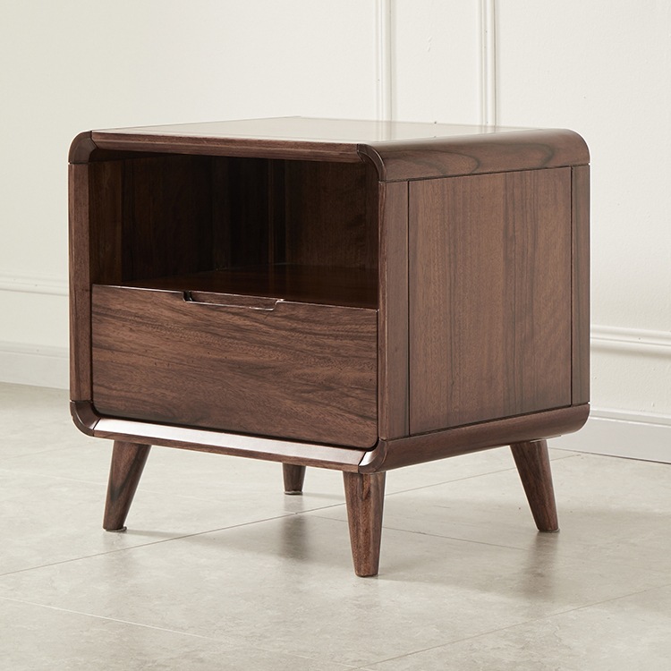 Cabinet Storage Cabinet Full Set Solid Wood Bedside Cabinet Bedside Cabinet Bedroom Bedside Table Black Walnut Simple Nordic Drawer