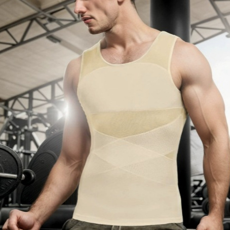 Men's Slim-fit Vest Underwear Body-shaping Neoprene Sweat-wicking Chest Compression Tight-fit Hidden Abs Vest