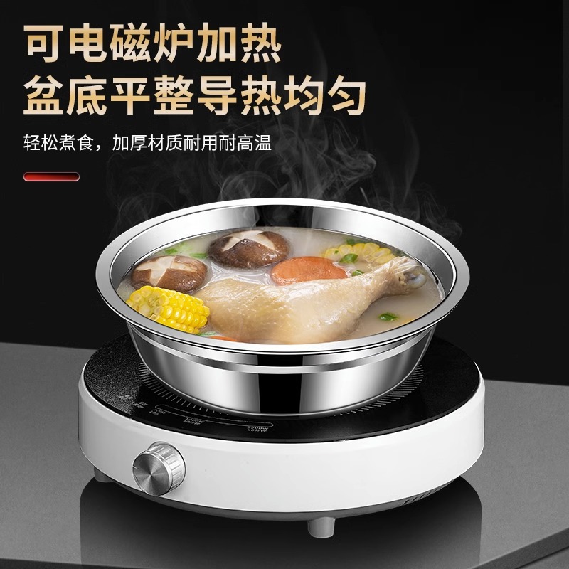 Stainless Steel Basin Soup Basin Kitchen Household Soup Bowl Rice Bowl Canteen Noodle Bowl Egg Beating Basin Vegetable Basin Noodle Basin Multi-Purpose Soup Basin