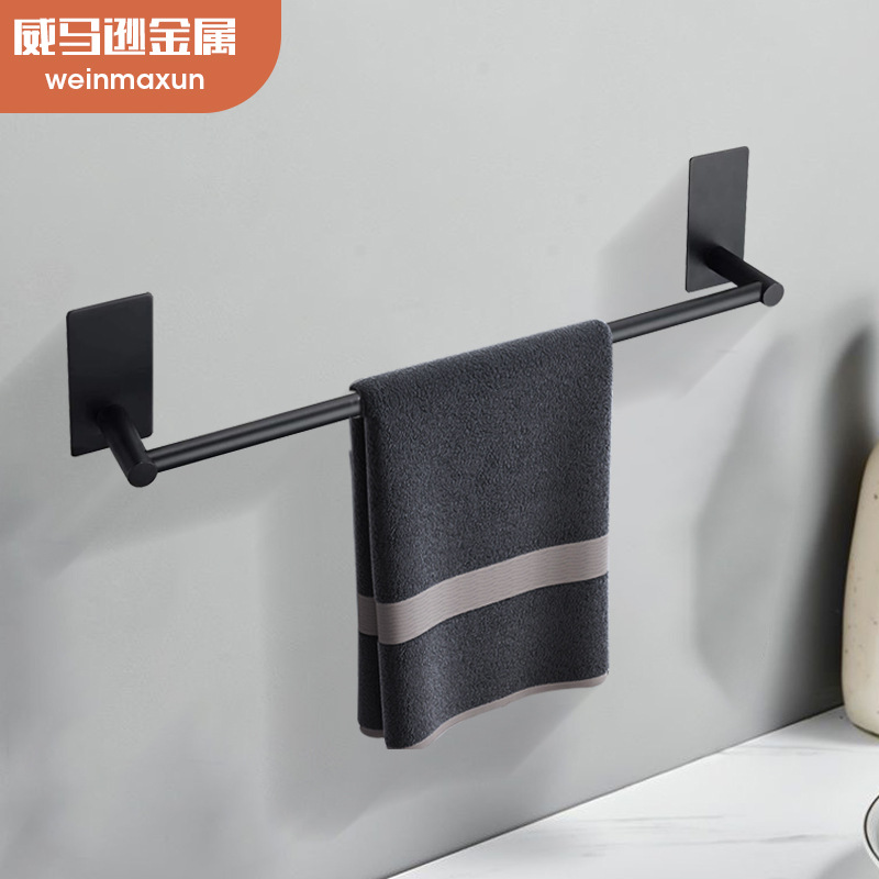 Cross-border e-commerce supply bathroom paste towel bar bathroom drilling-free towel rack 304 stainless steel brushed