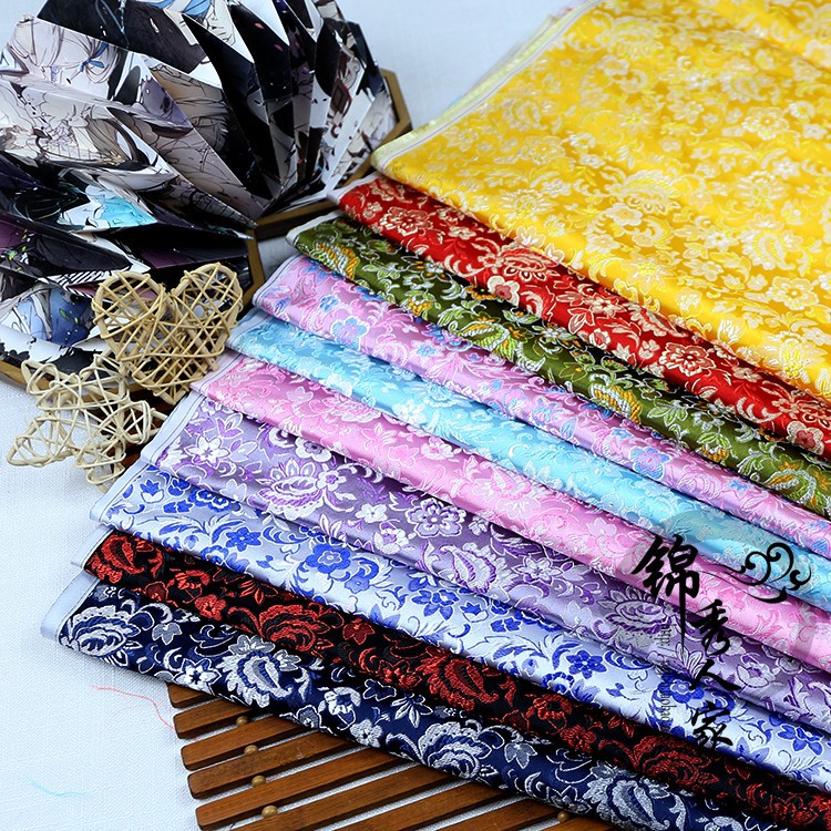 Брокадная ткань из шелка и сатина для костюма ханфу и чонгсам, мелкий цветок