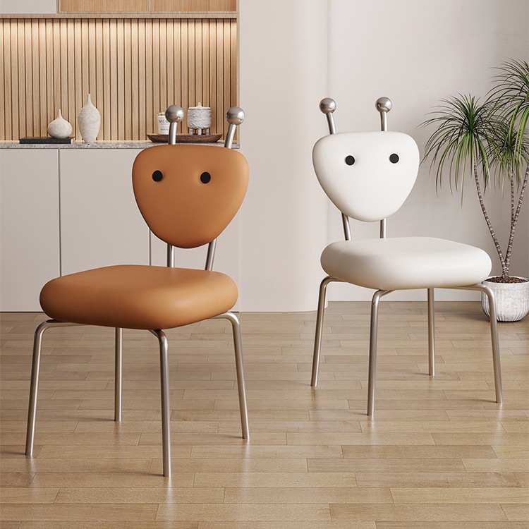 French Cream Style Dining Chair Household Small Apartment Modern Simple Creative Special-Shaped Rotatable Stainless Steel Backrest Chair