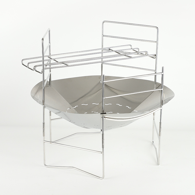 Japanese-style round fire rack fire table folding barbecue stove stainless steel heating stove outdoor camping campfire barbecue grill