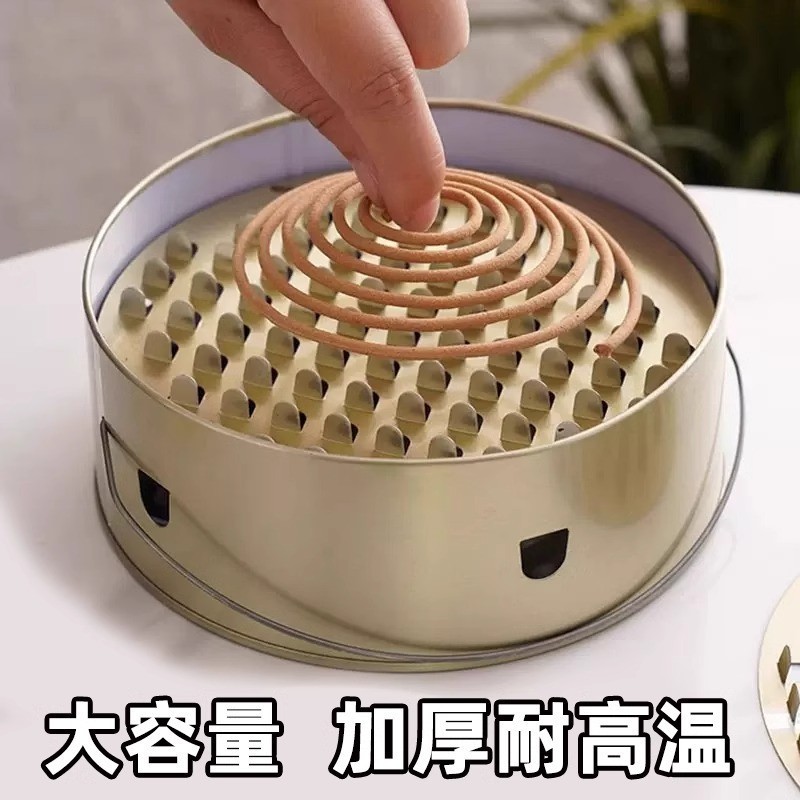 Mosquito Coil Holder for Home Use, Mosquito Coil Rack Tray, Iron Art, Fireproof and Anti-Scalding, with Lid, Indoor Creative Incense Burner, Mosquito Coil Box