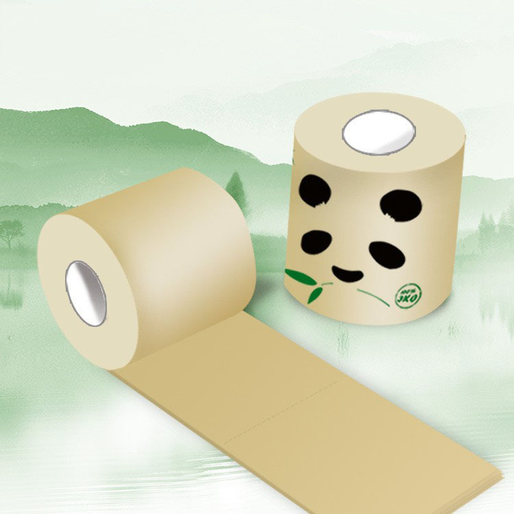 Export Customized Bamboo Pulp Natural Toilet Paper Natural Color Roll Cored Natural Color Bamboo Pulp Roll Paper Napkin Customization