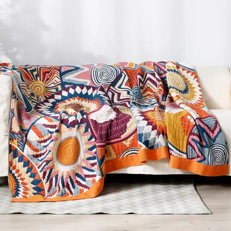 Customized Pure Cotton Towel Quilt Single Double Thickened Five-layer Gauze Bed Sheet Cover Blanket for Autumn and Winter Bed Cover Air-conditioning Blanket Blanket