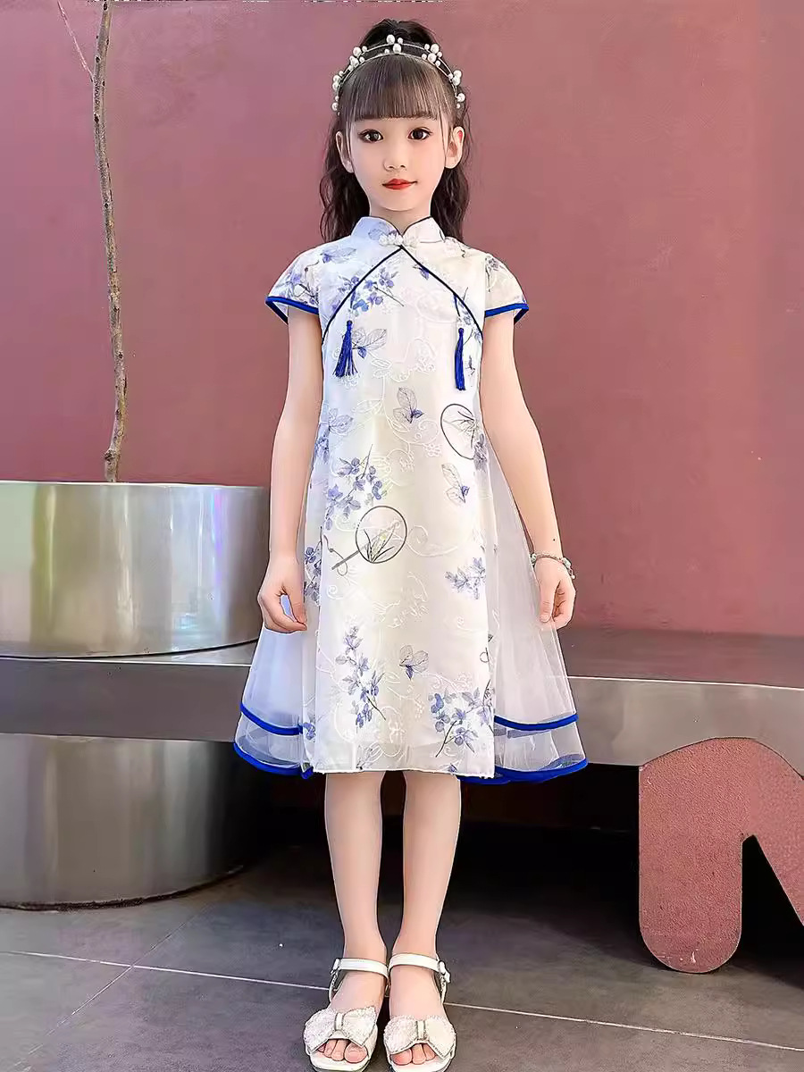 Girls Dress Summer Han Dynasty Cheongsam Children's Summer Princess Dress Retro Chinese Style Tang Suit Baby Dress
