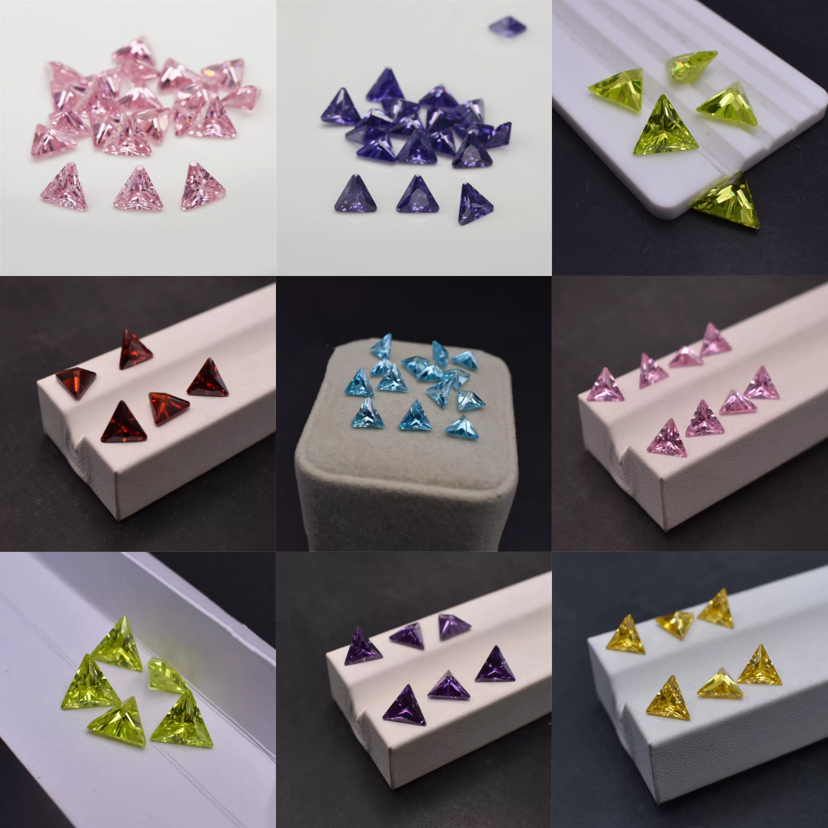 Synthetic Gem Wholesale Color Zircon Bare Stone Right Angle Triangle Pointed Hand Cubic Zirconia Wholesale