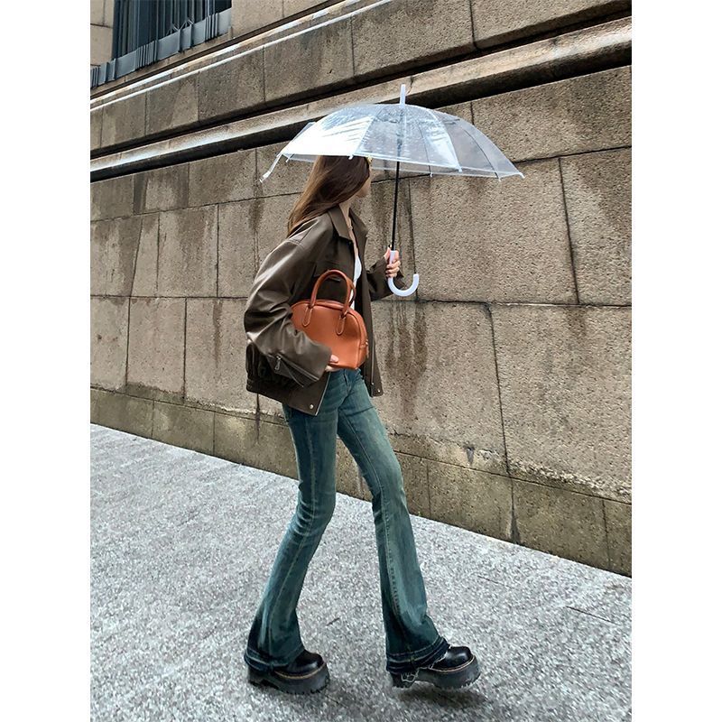 Maillard brown Motorcycle Matte Leather Spring and Autumn Korean Retro Loose All-match Casual Motorcycle Jacket Women's Coat